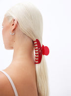 Red Embellished Acetate Hair Claw