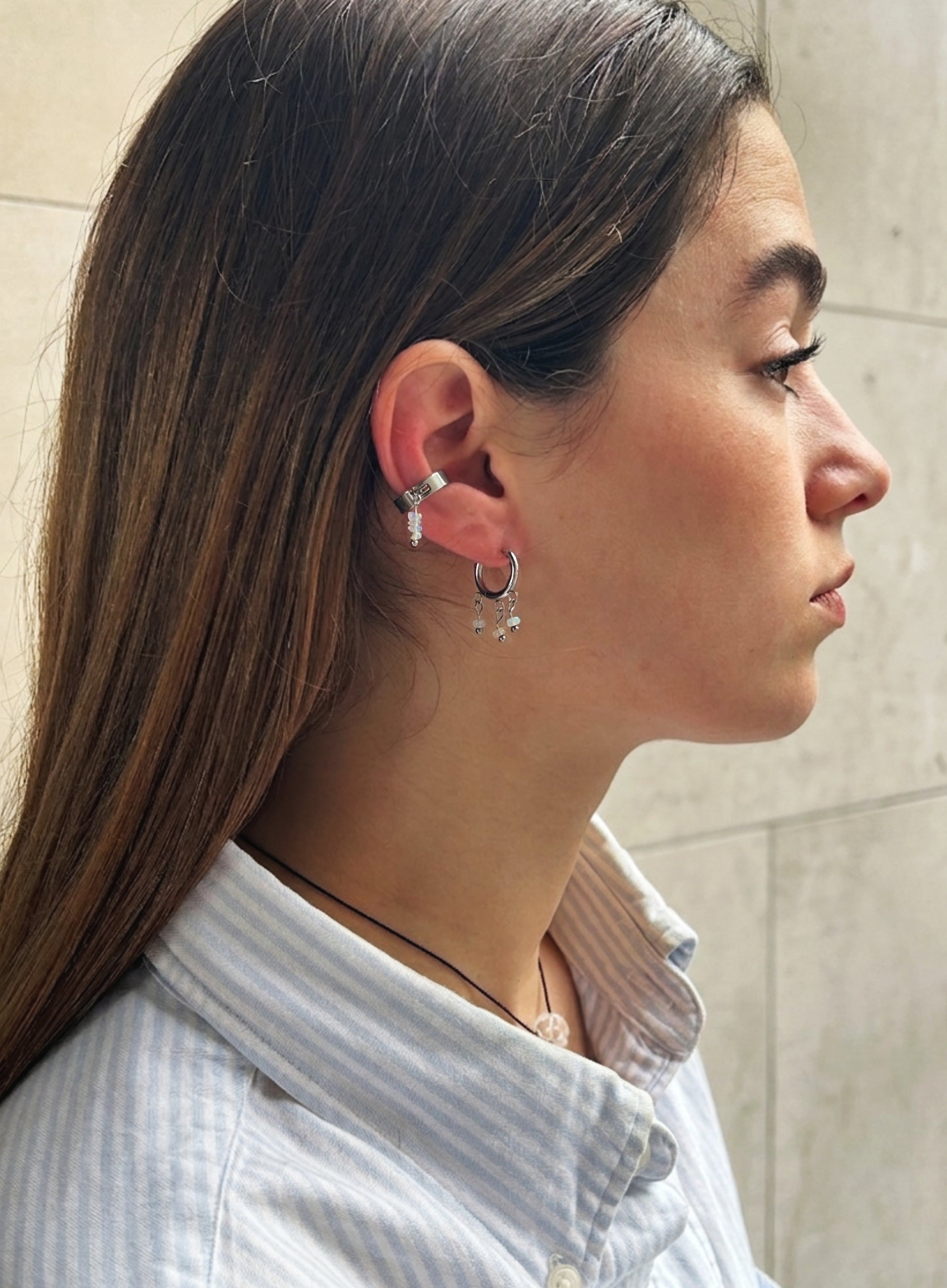 Barbau Opal Clear Quartz Earrings Stack