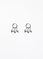 huggie hoops with three pearls earrings