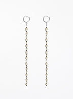 long duster earrings with pearls and knotted in silk cord