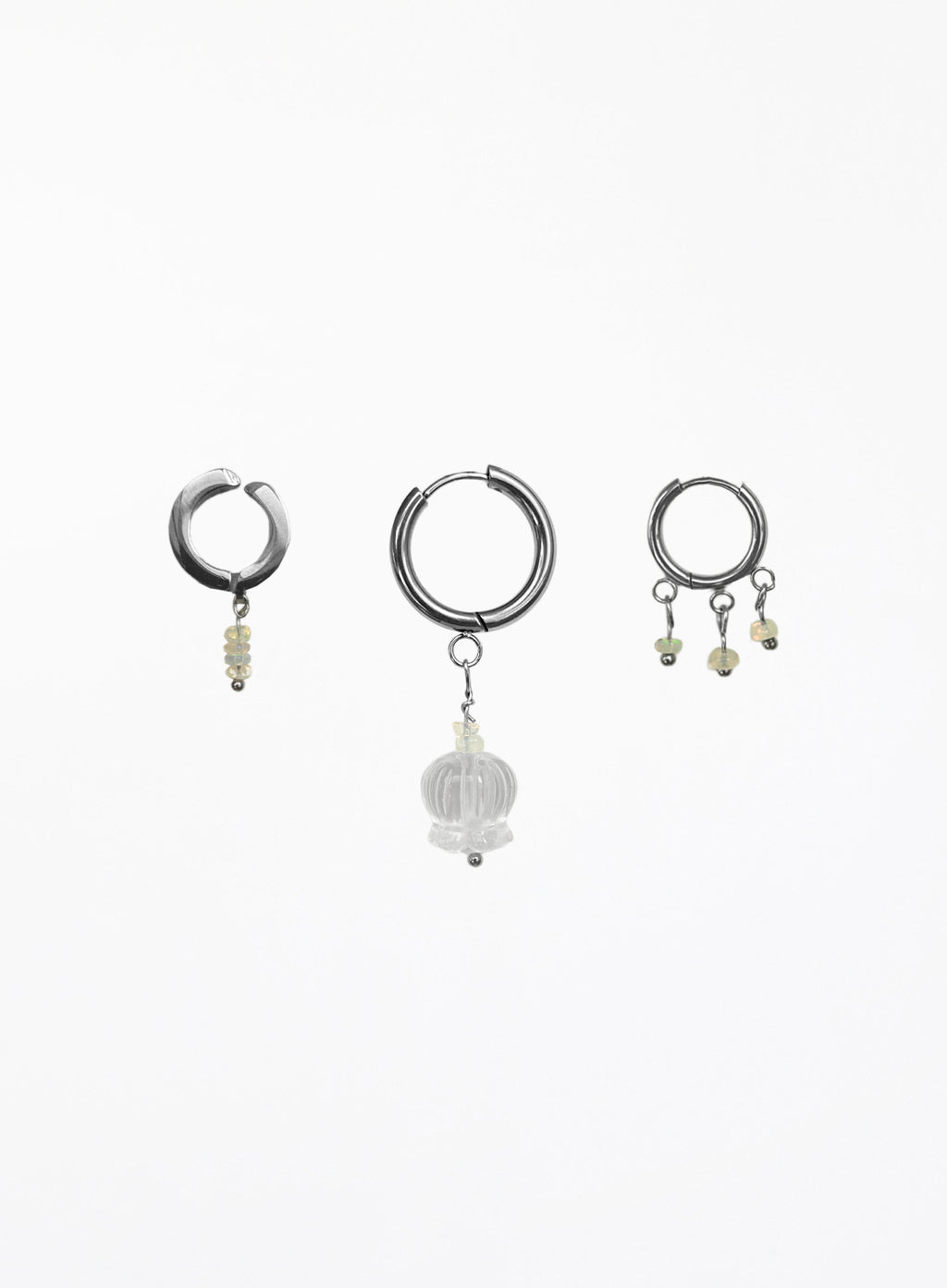 Barbau Opal Clear Quartz Earrings Stack