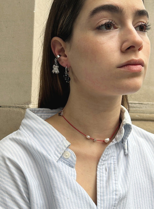 Zota Red Silk Cord Charm Necklace