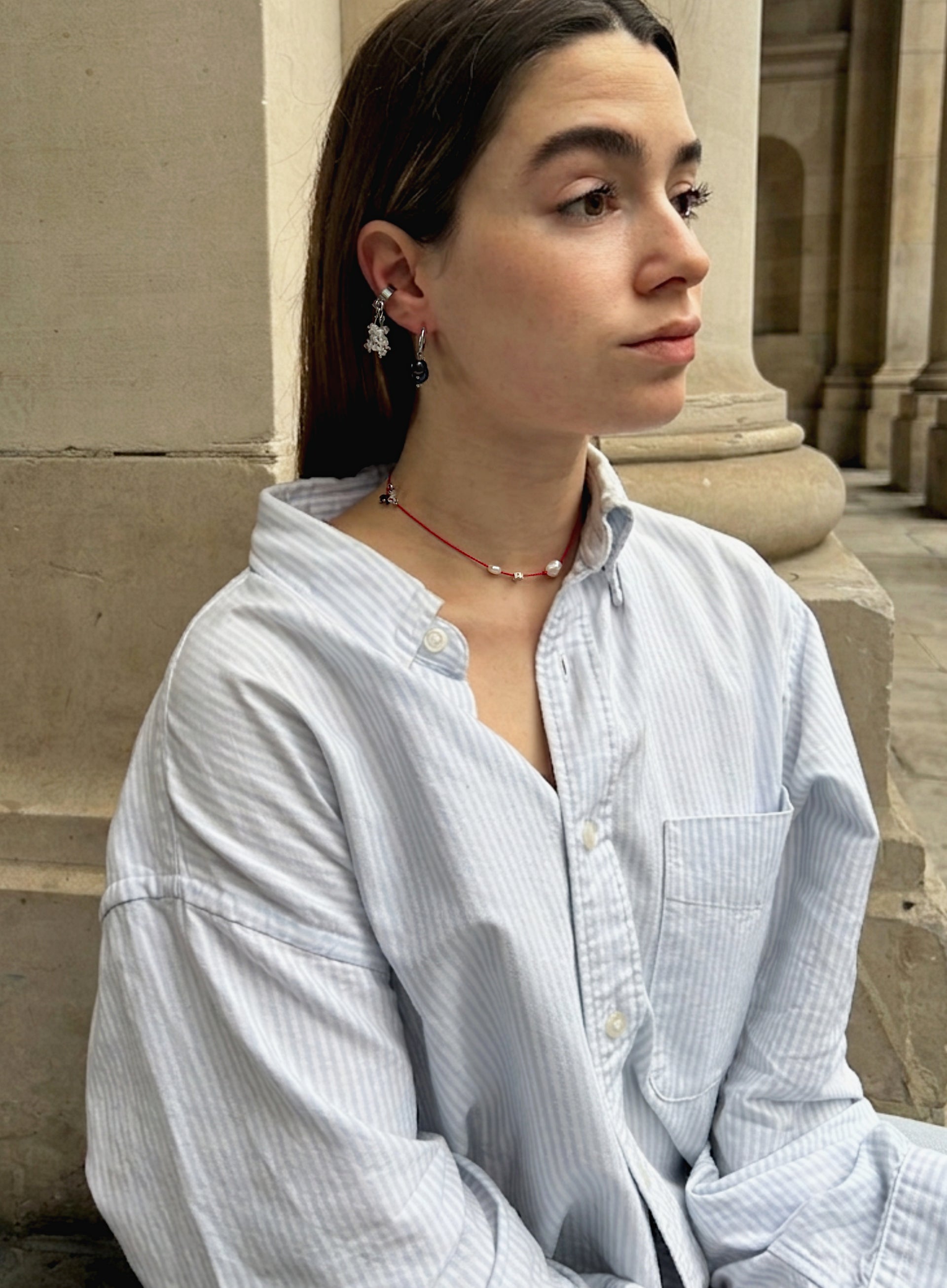 Zota Red Silk Cord Charm Necklace