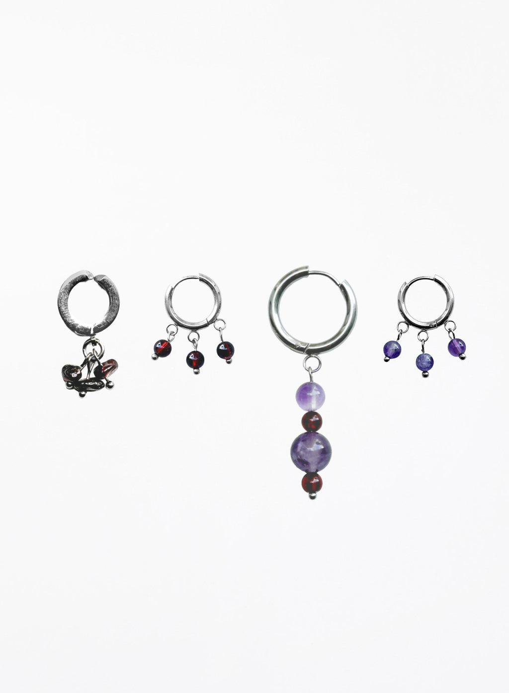 Bowery Amethyst Garnet Earrings Stack