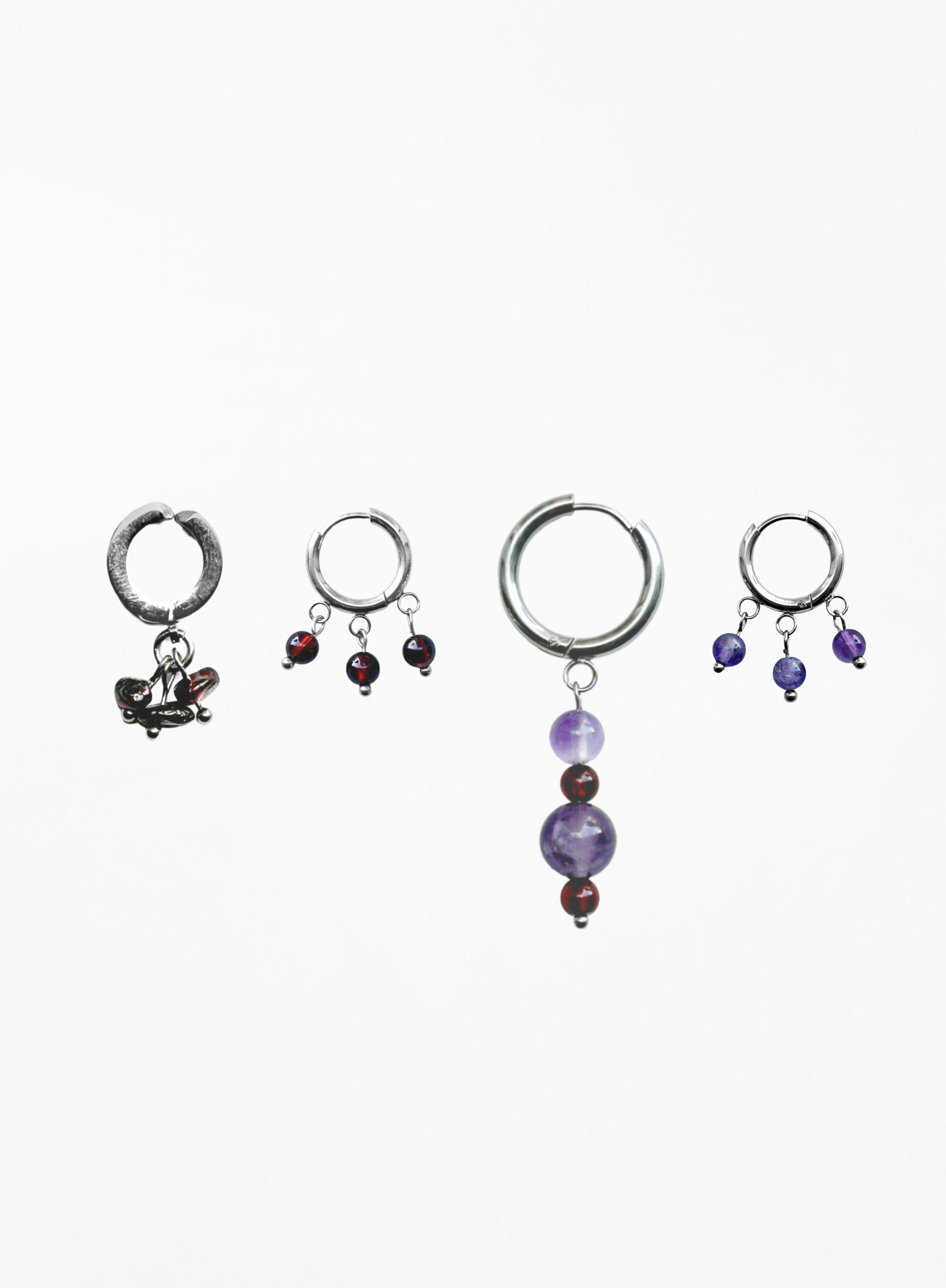 Bowery Amethyst Garnet Earrings Stack