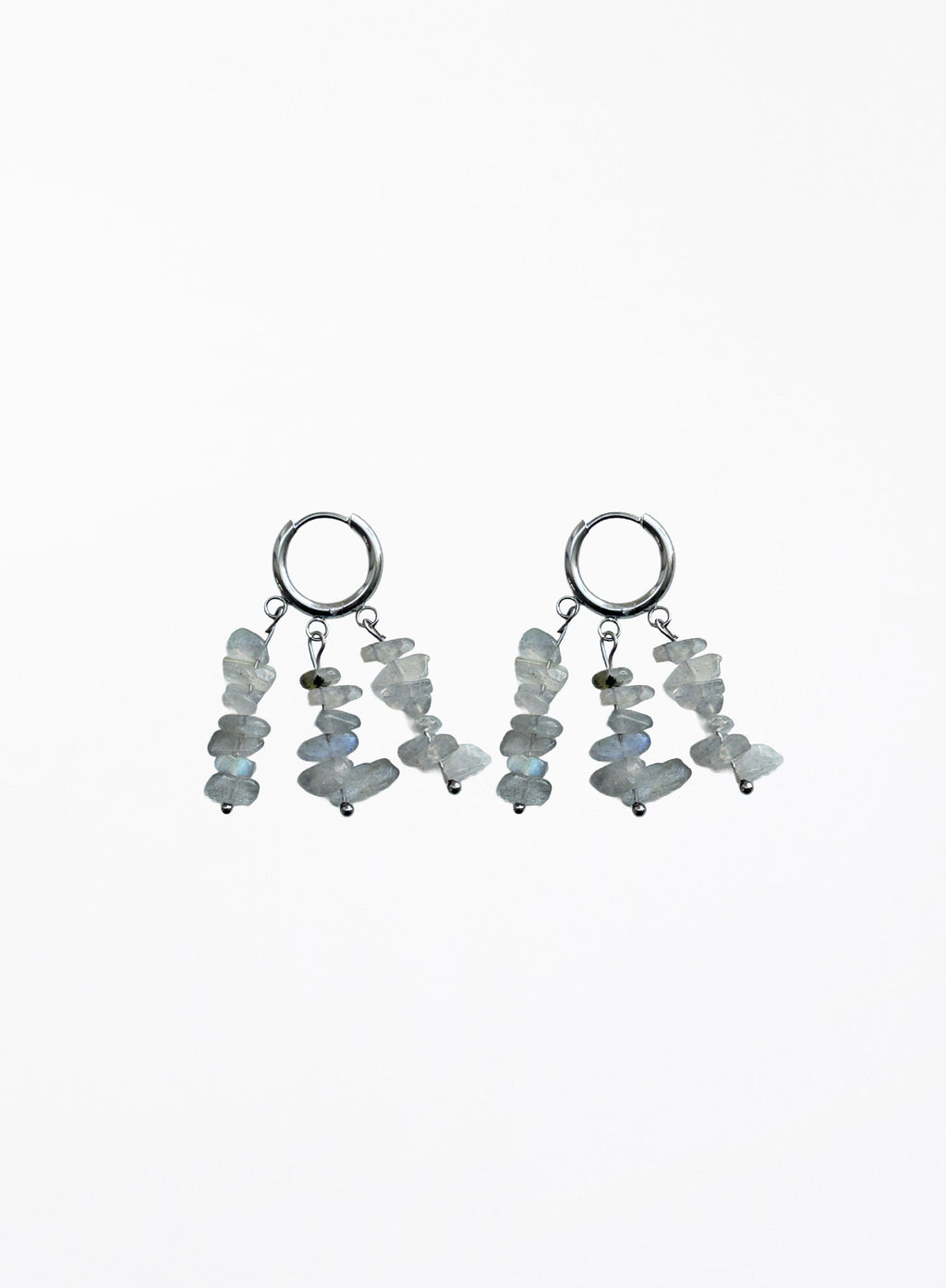 labradorite dangle huggie earrings