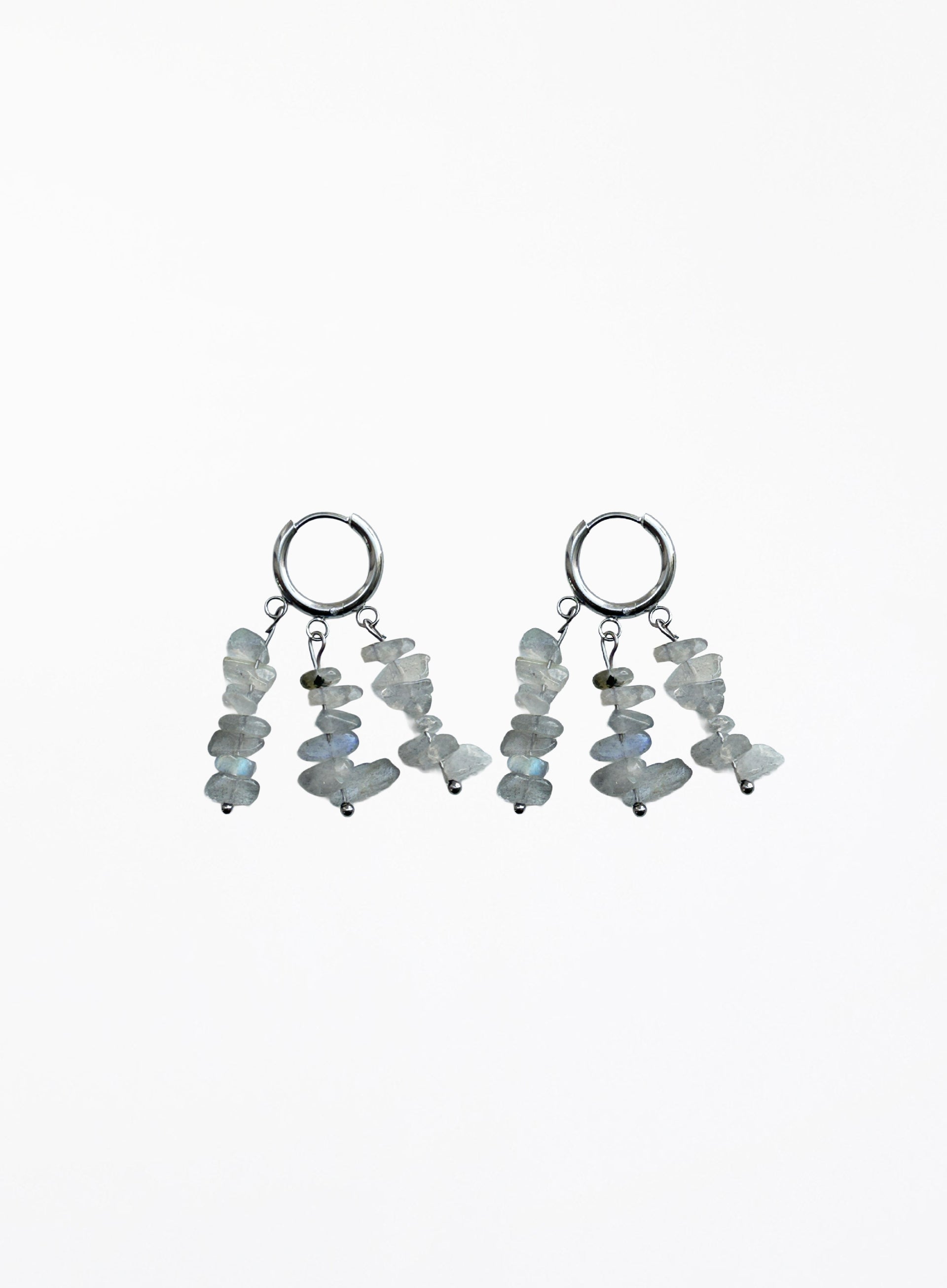 labradorite dangle huggie earrings
