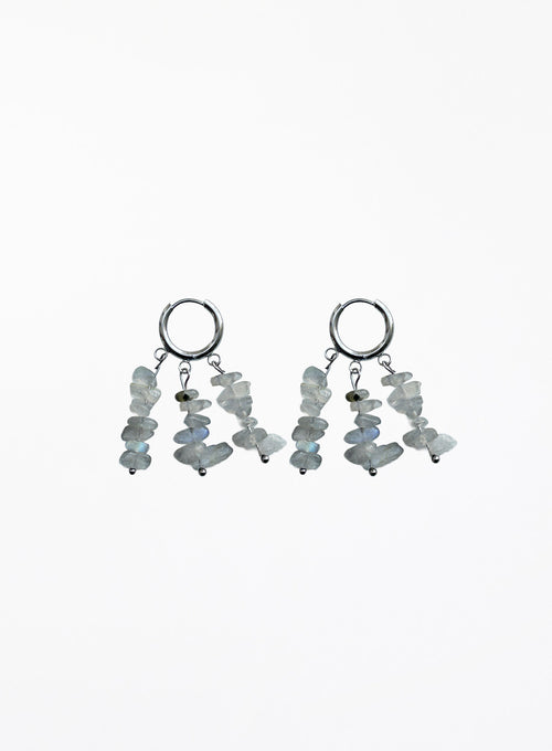 labradorite dangle huggie earrings