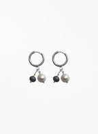 black and white pearl hoop earrings