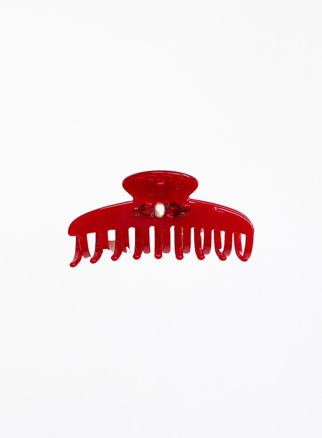 Attila Rhinestone Embellished Cellulose Acetate Hair Claw - Crimson