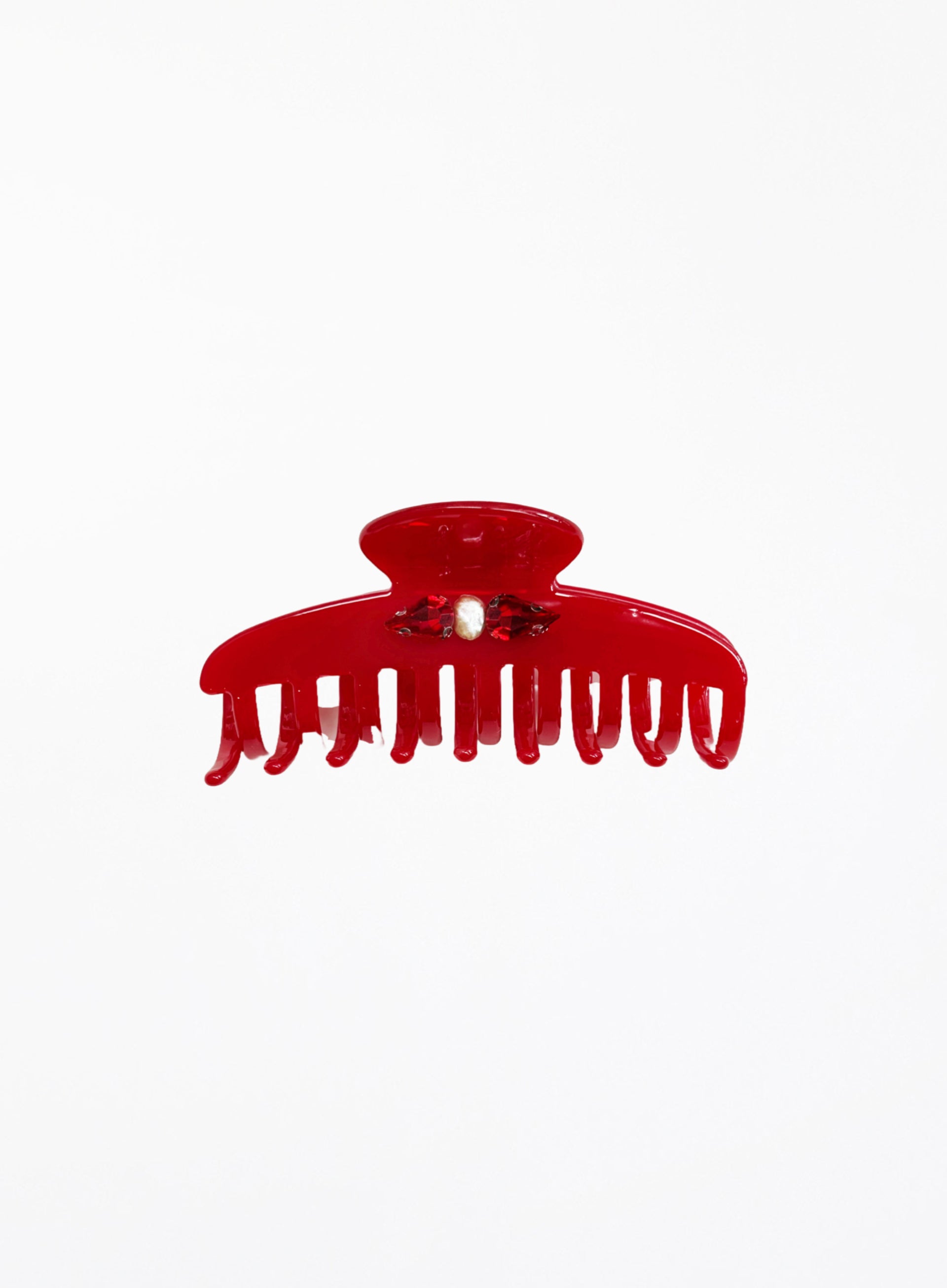 Attila Rhinestone Embellished Cellulose Acetate Hair Claw - Crimson