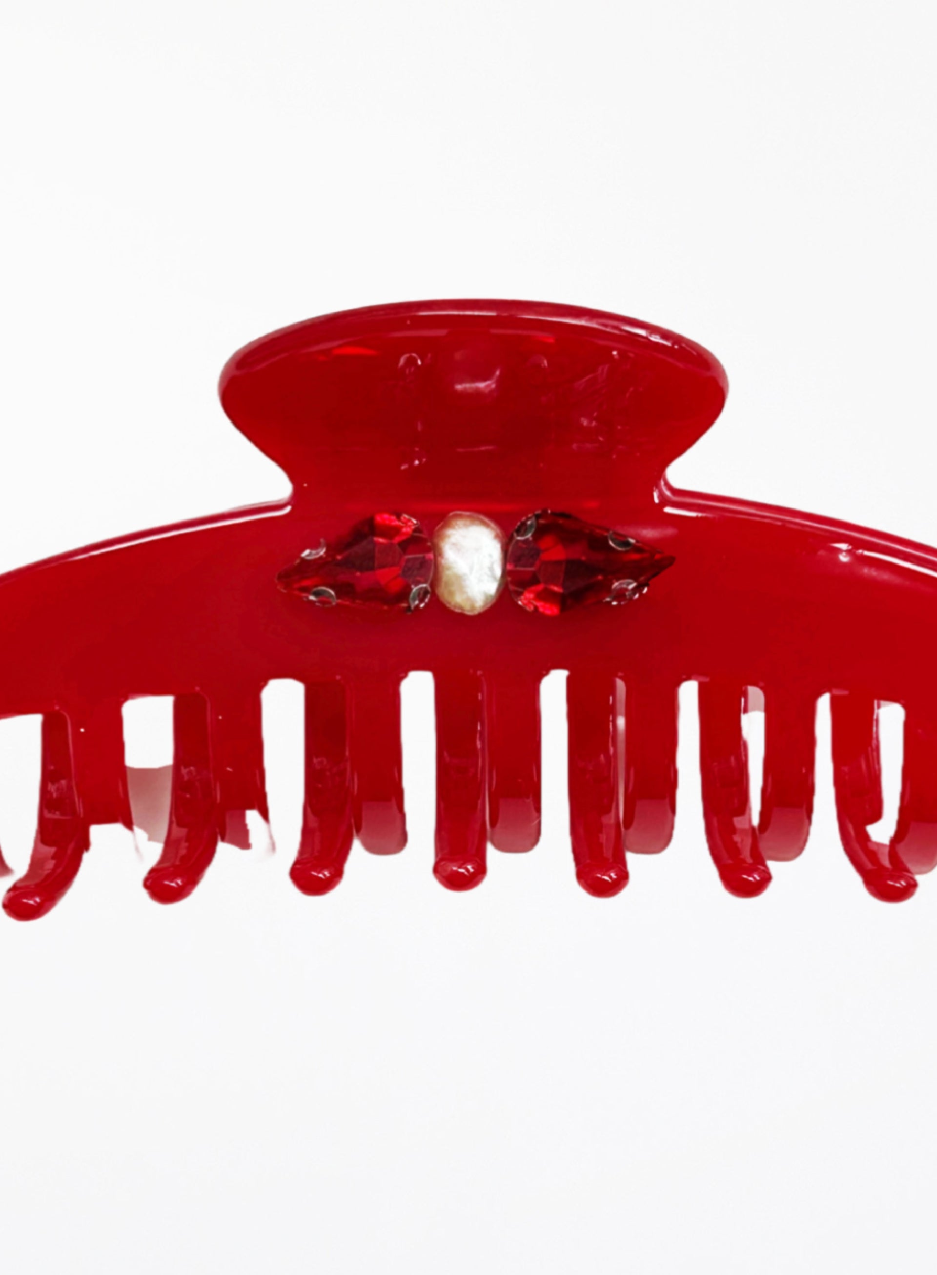 Attila Rhinestone Embellished Cellulose Acetate Hair Claw - Crimson