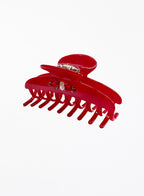 Attila Rhinestone Embellished Cellulose Acetate Hair Claw - Crimson