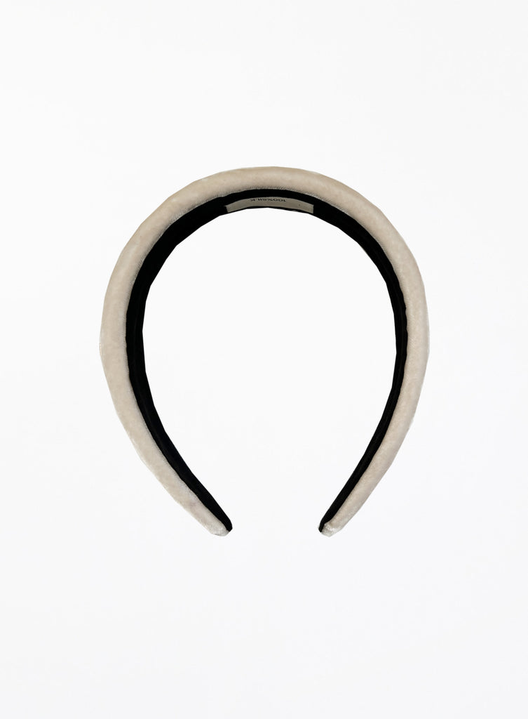 Black and white headband on a white background