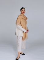 Camel Fringed Cashmere Scarf