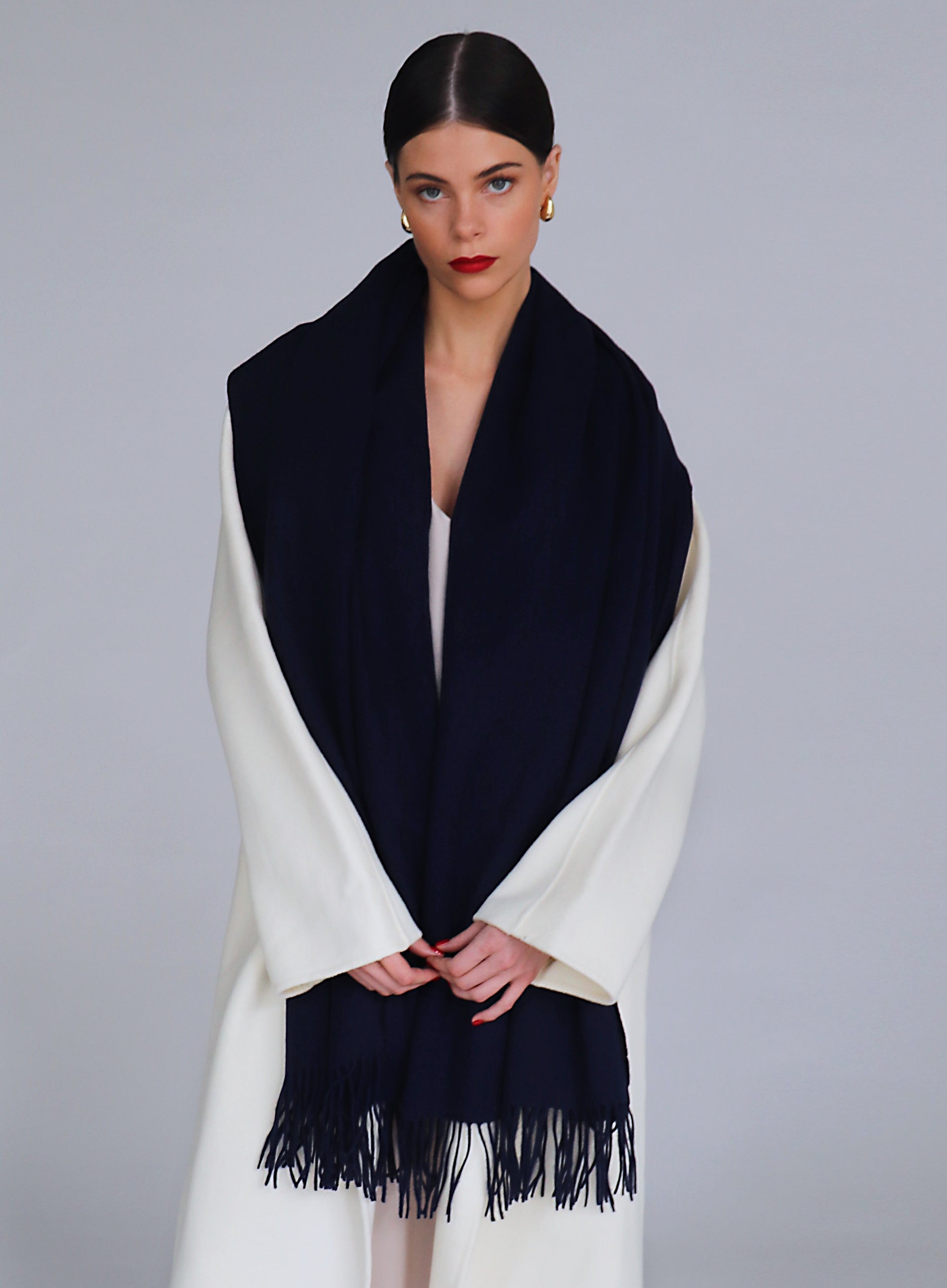 Black Fringed Cashmere Scarf