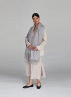 Light Grey Fringed Cashmere Scarf