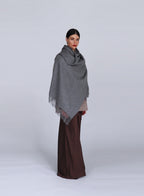 Dark Grey Fringed Cashmere Scarf