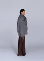 Dark Grey Fringed Cashmere Scarf