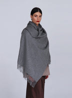 Helena Cashmere Shawl - Steel with Custom Monogram