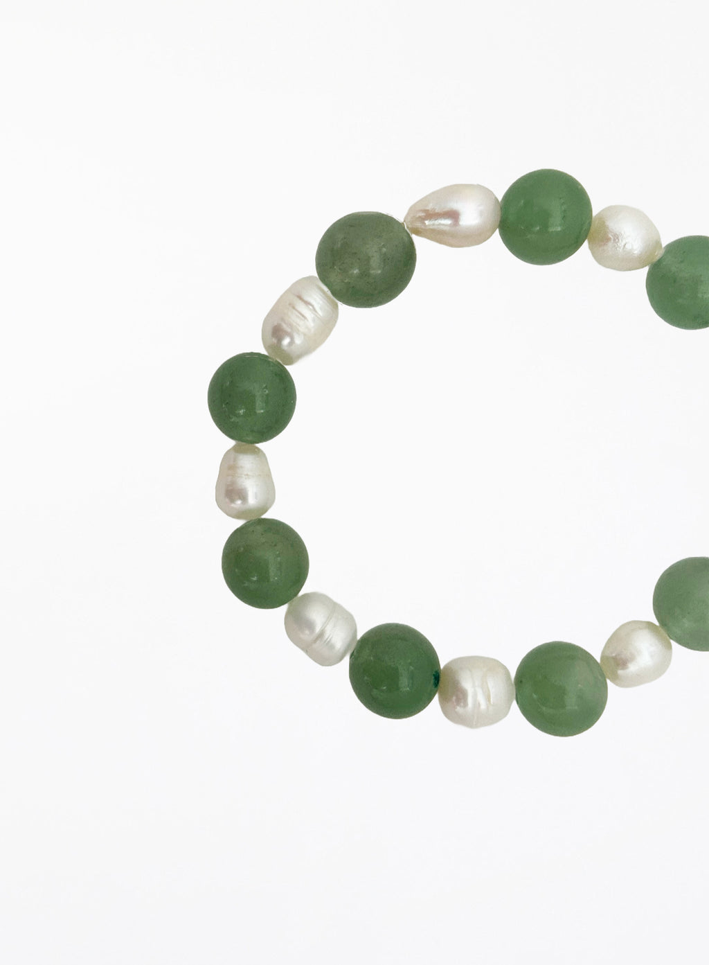 green natural stone pearl bracelet