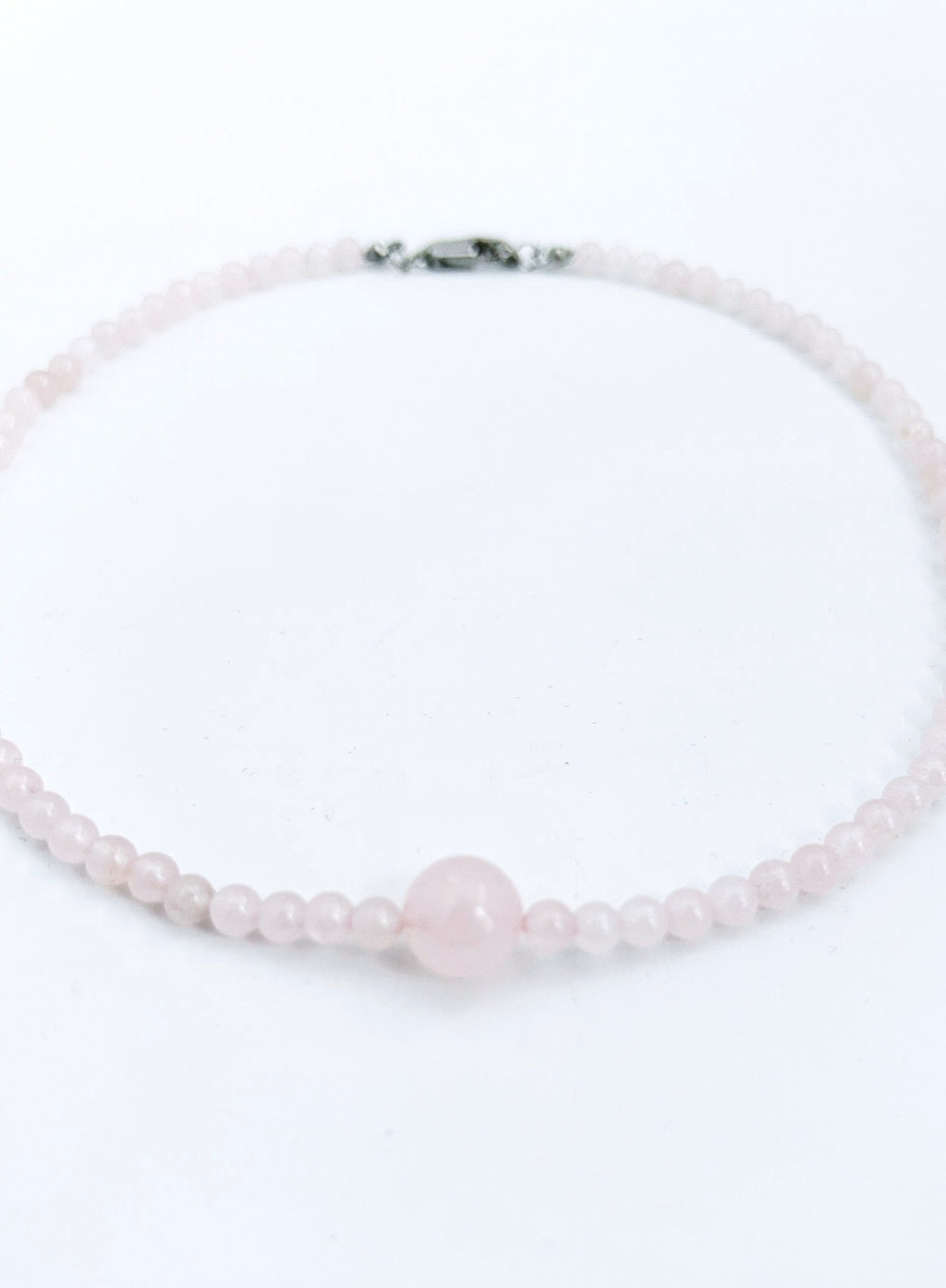 rose quartz beaded collar necklace