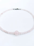 rose quartz beaded collar necklace