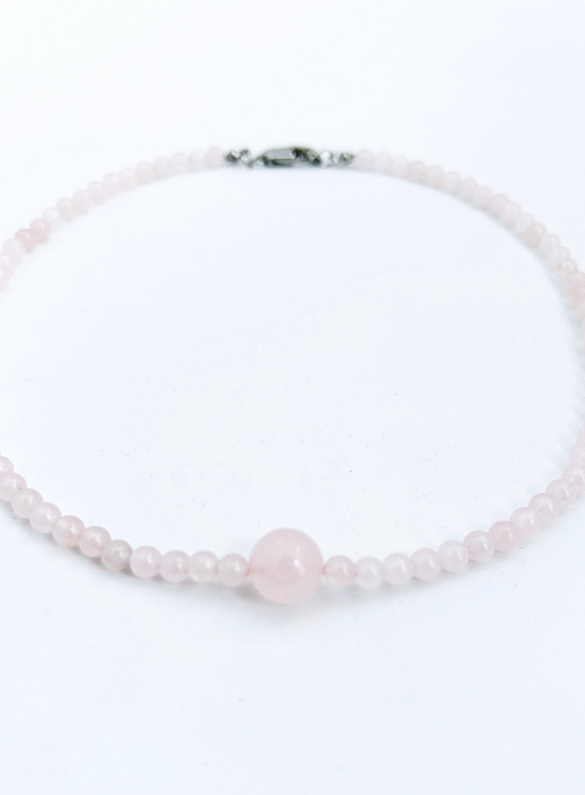 rose quartz beaded collar necklace