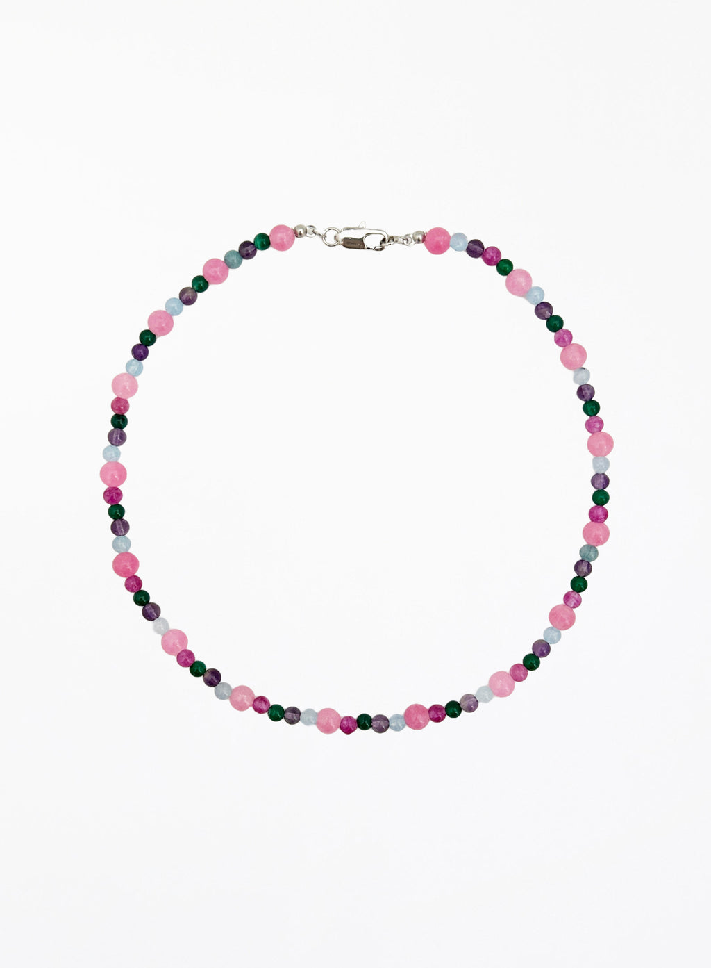 pink mix stones beaded collar necklace