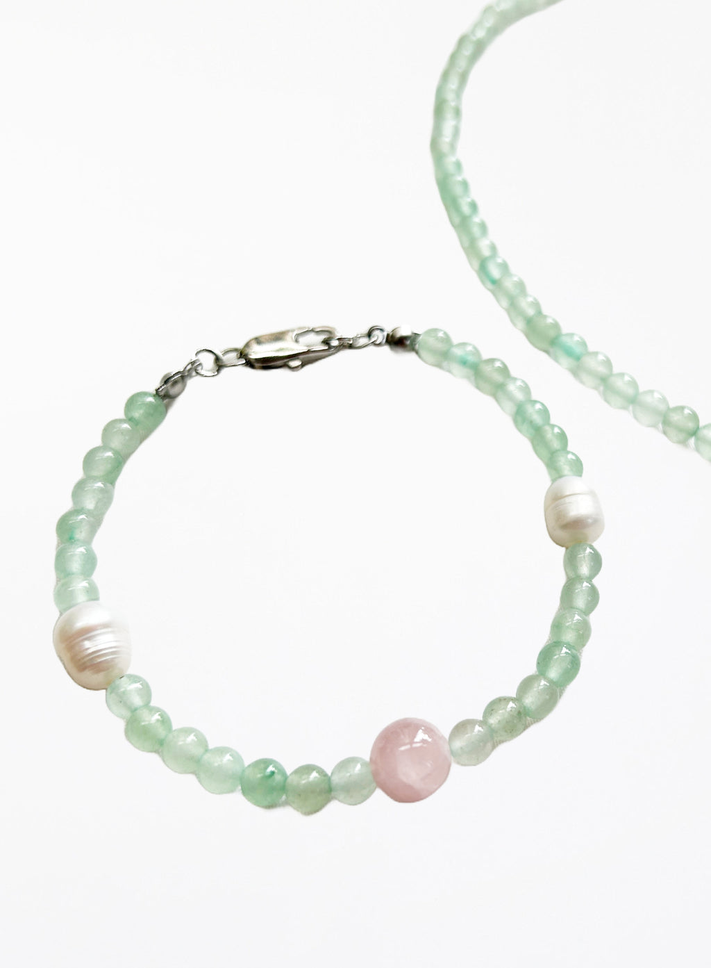 rose quartz pearl bracelet 
