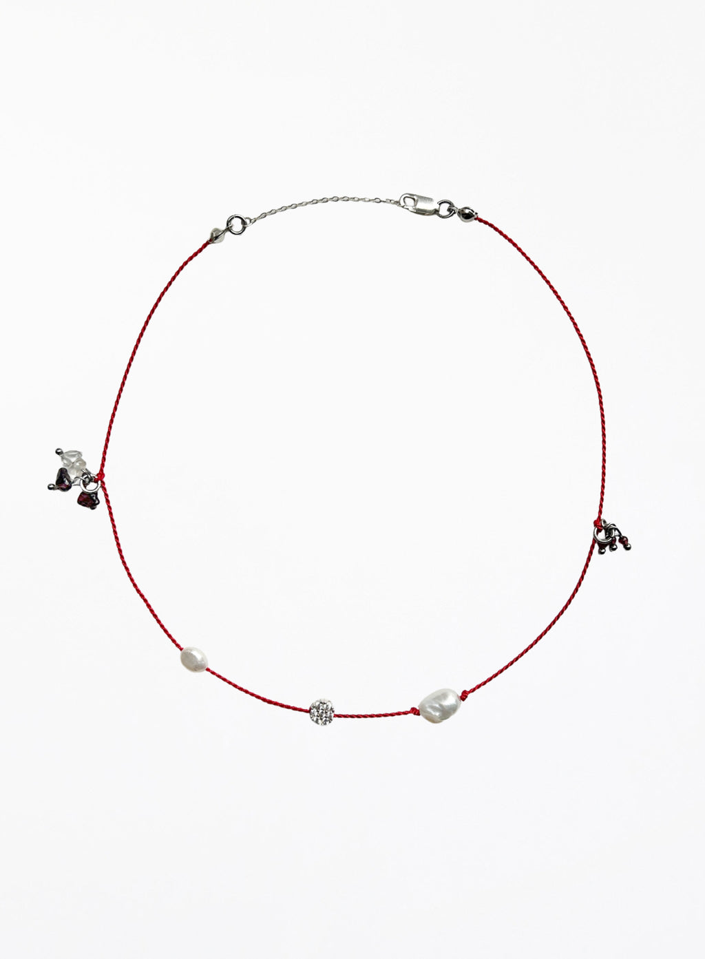 Zota Red Silk Cord Charm Necklace