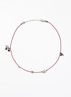 Zota Red Silk Cord Charm Necklace