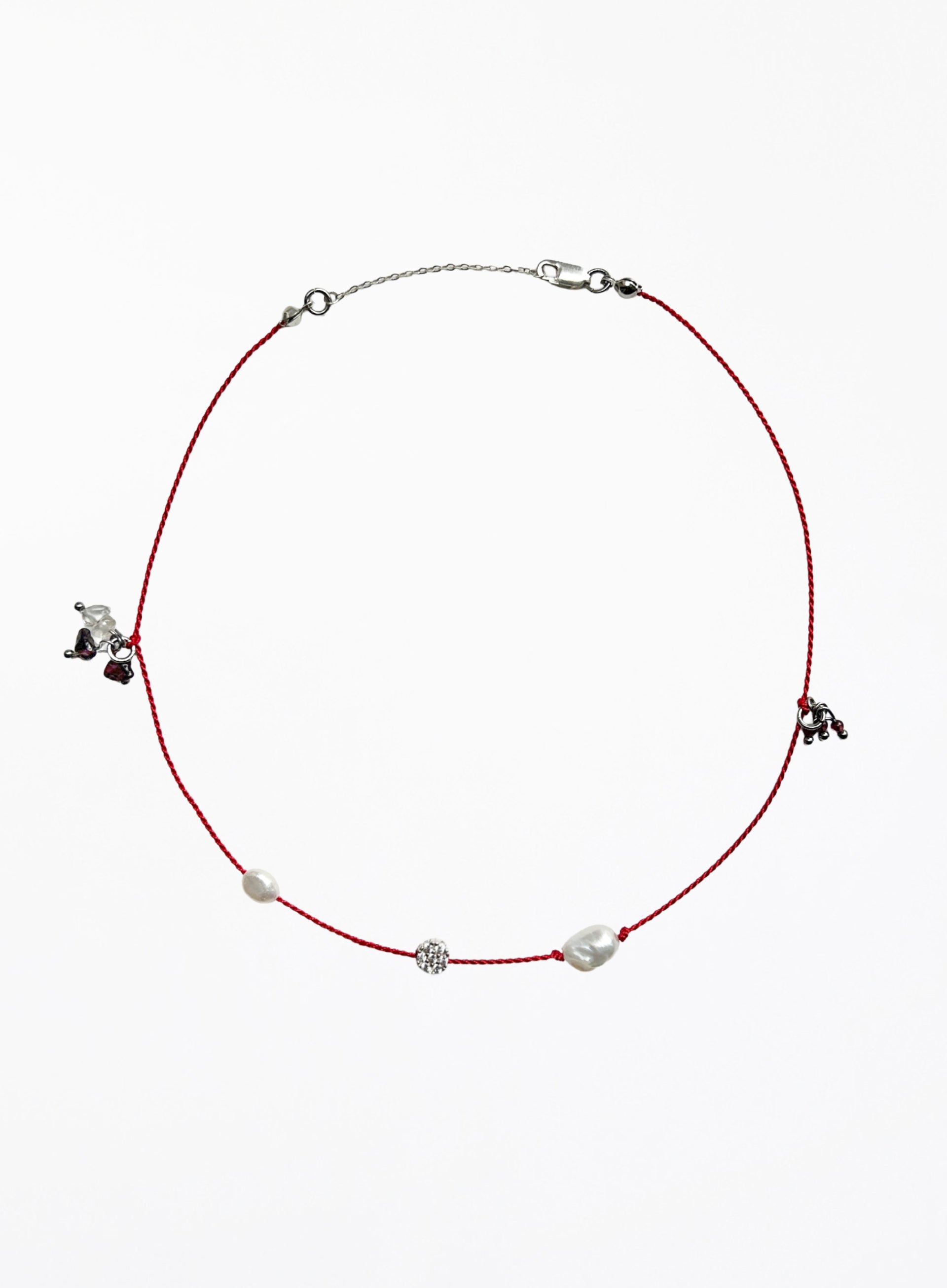 Zota Red Silk Cord Charm Necklace