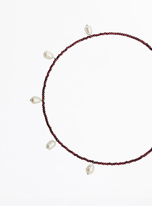 Deray Cultured Pearl Garnet Collar Necklace