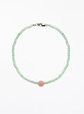 green natural stone rose quartz beaded necklace