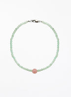 green natural stone rose quartz beaded necklace