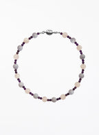 rose quartz amethyst chalcedony collar necklace with stainless steel clasp