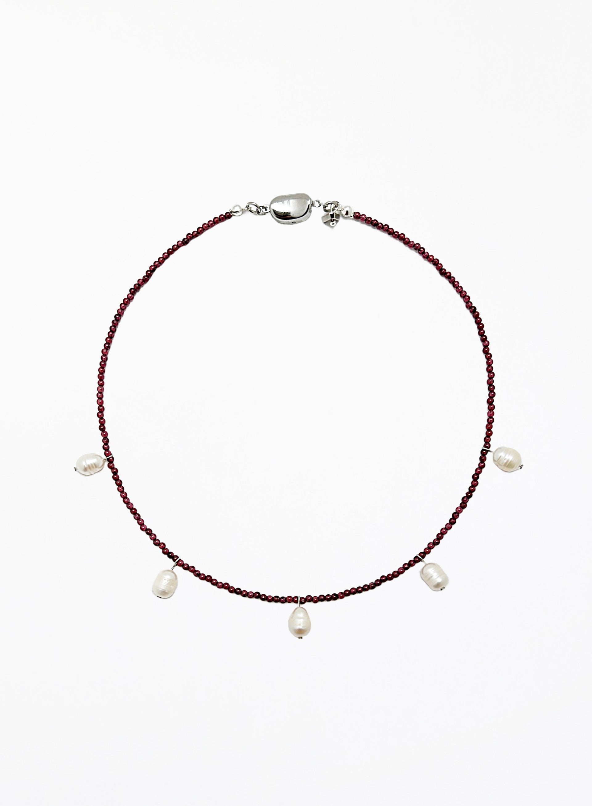Deray Cultured Pearl Garnet Collar Necklace