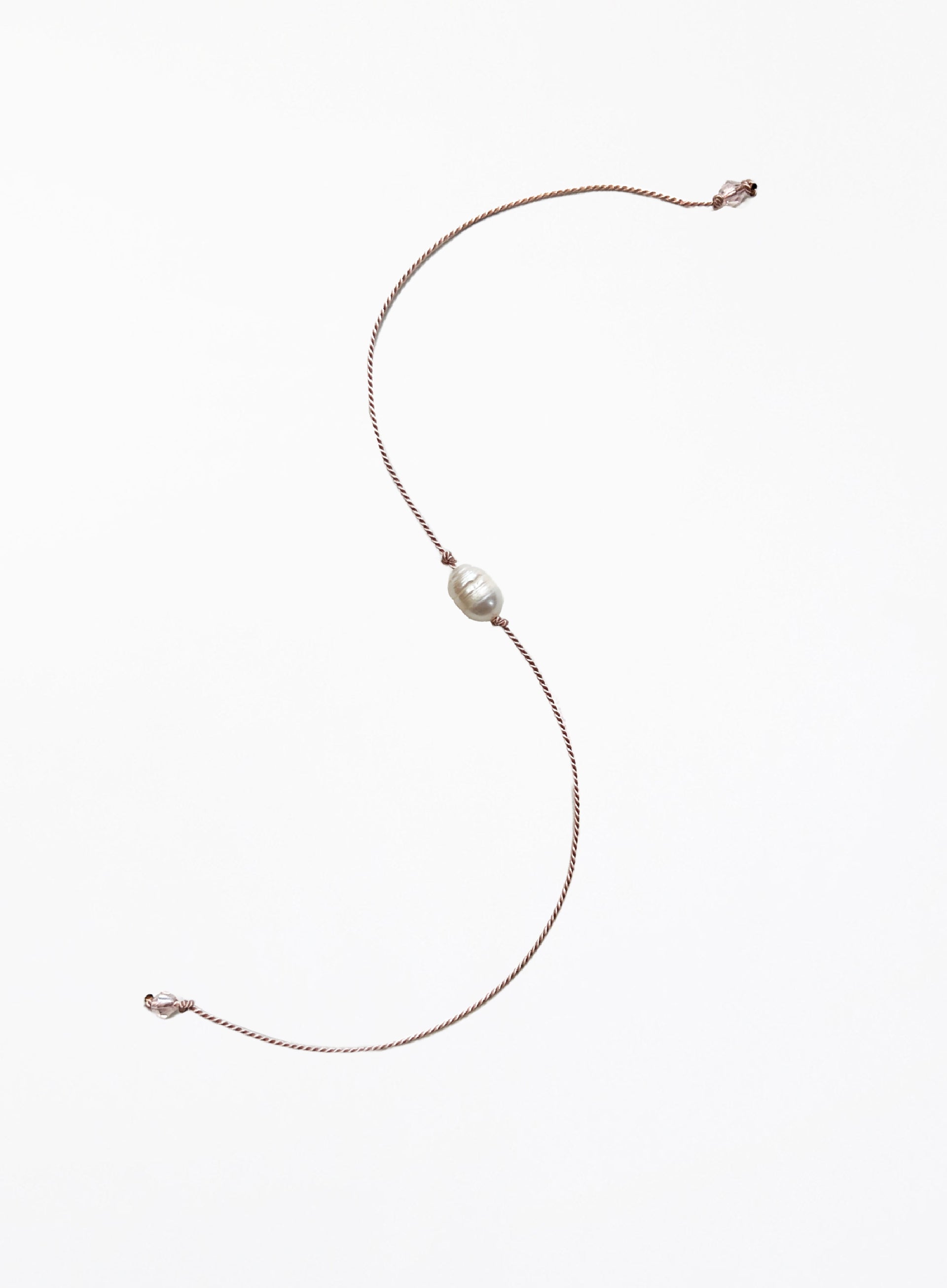 pearl pink silk cord bracelet