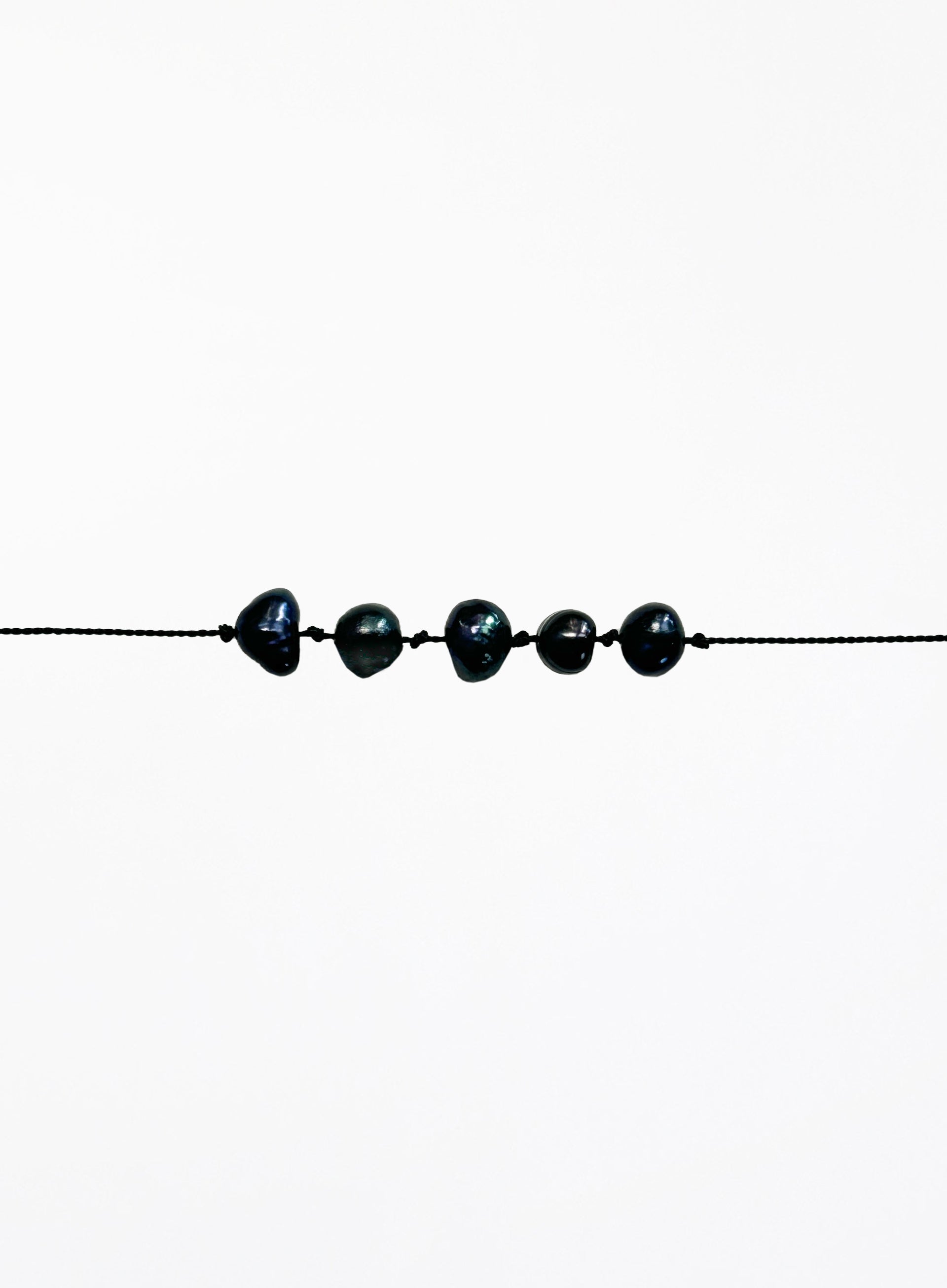 Black Pearls Silk Cord Bracelet
