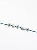 blue silk cord bracelet with eveil eye beads and pearls