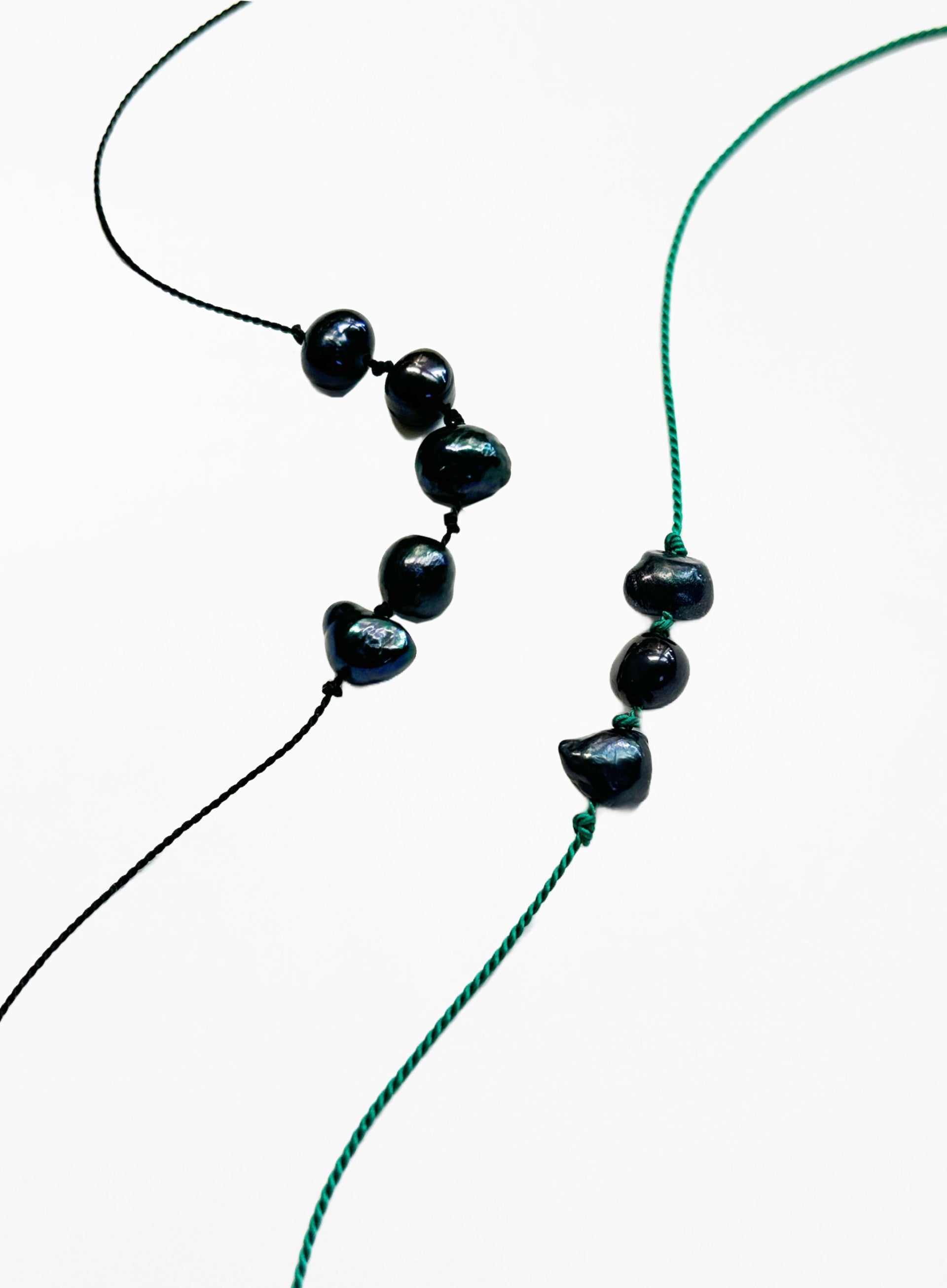 Black Pearls Silk Cord Bracelet