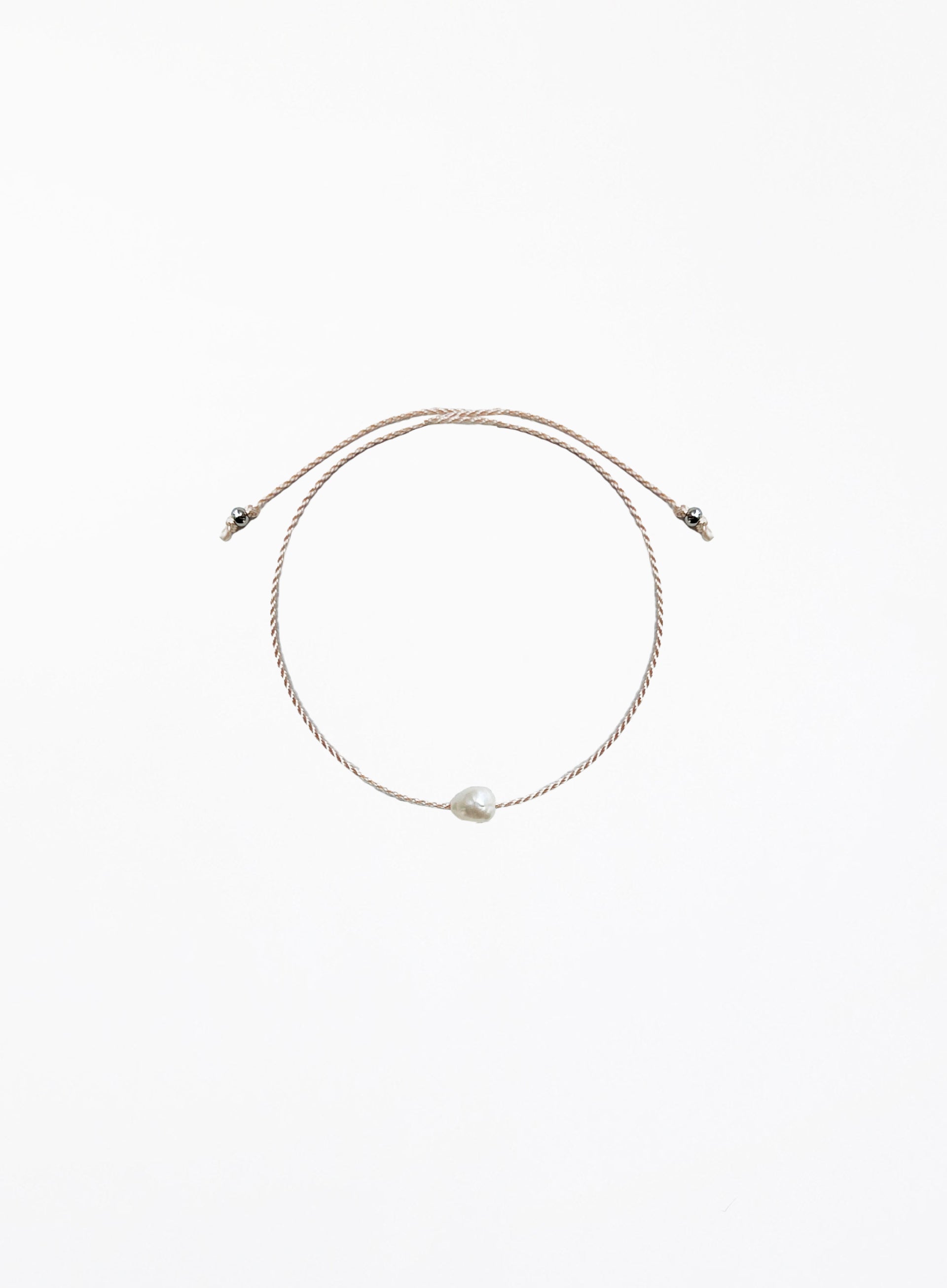 rose pink cord bracelet with pearl charm