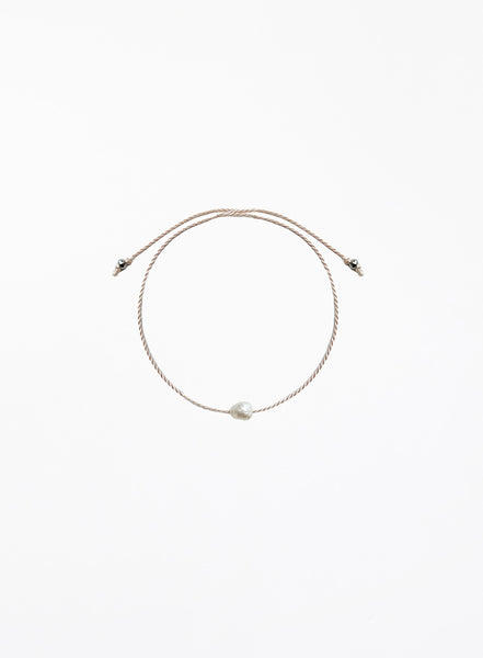 rose pink cord bracelet with pearl charm