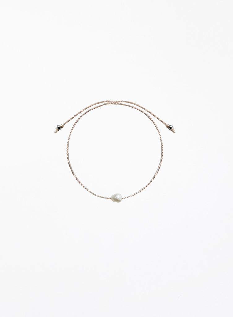 rose pink cord bracelet with pearl charm