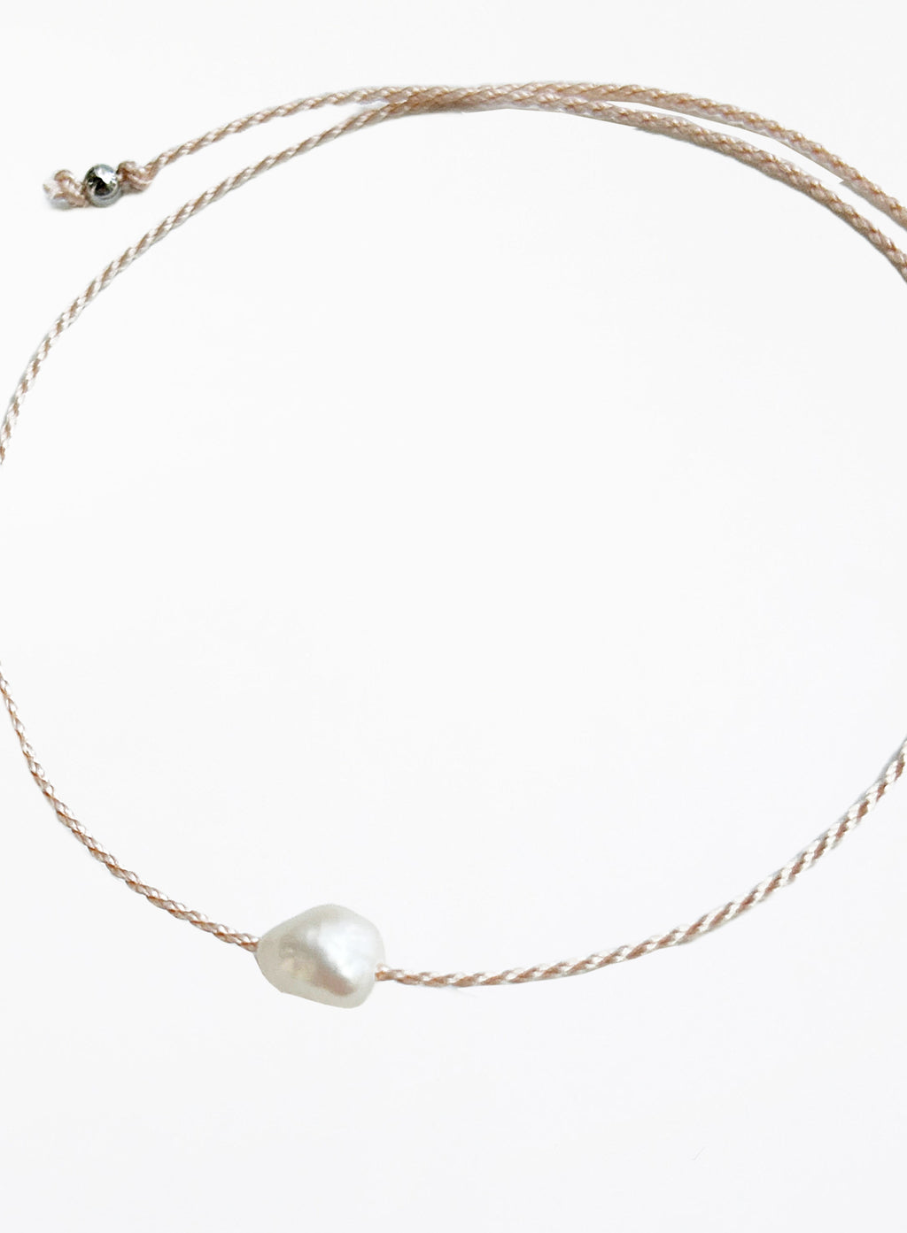 rose pink cord bracelet with pearl charm