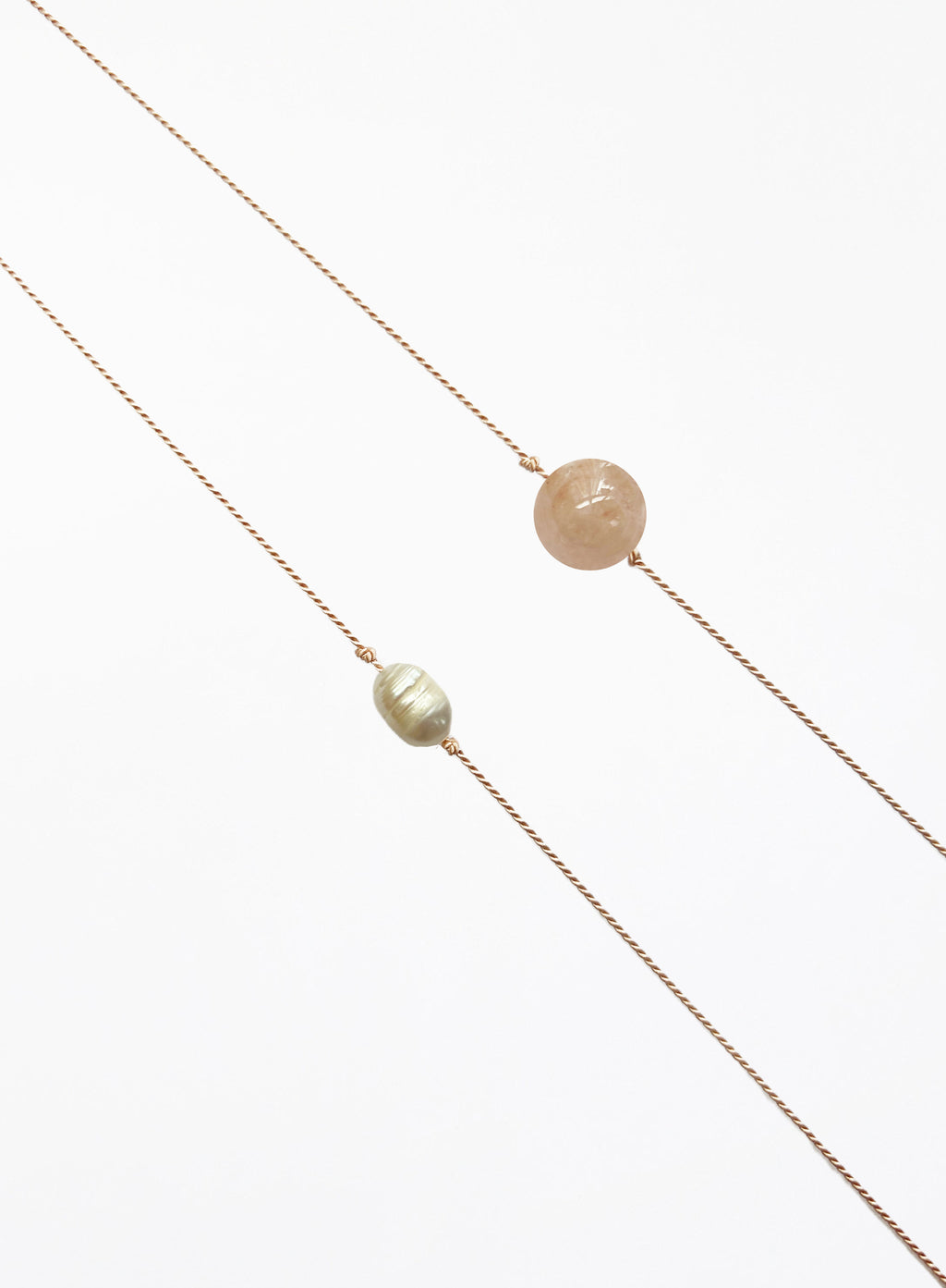 pearl pink silk cord bracelet