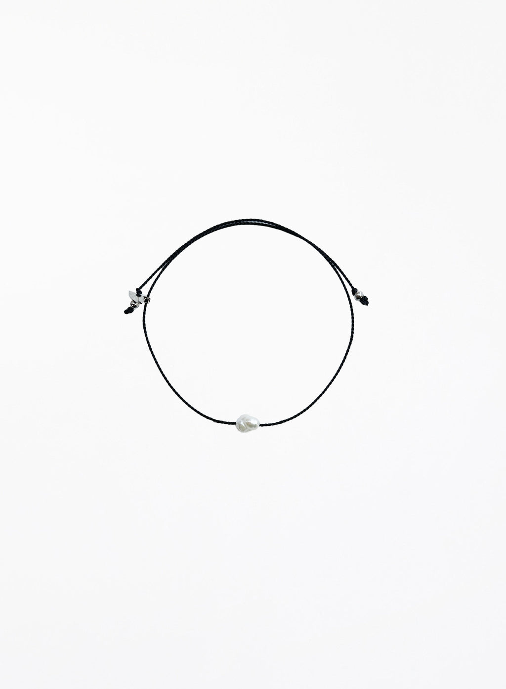 black bracelet with single pearl charm