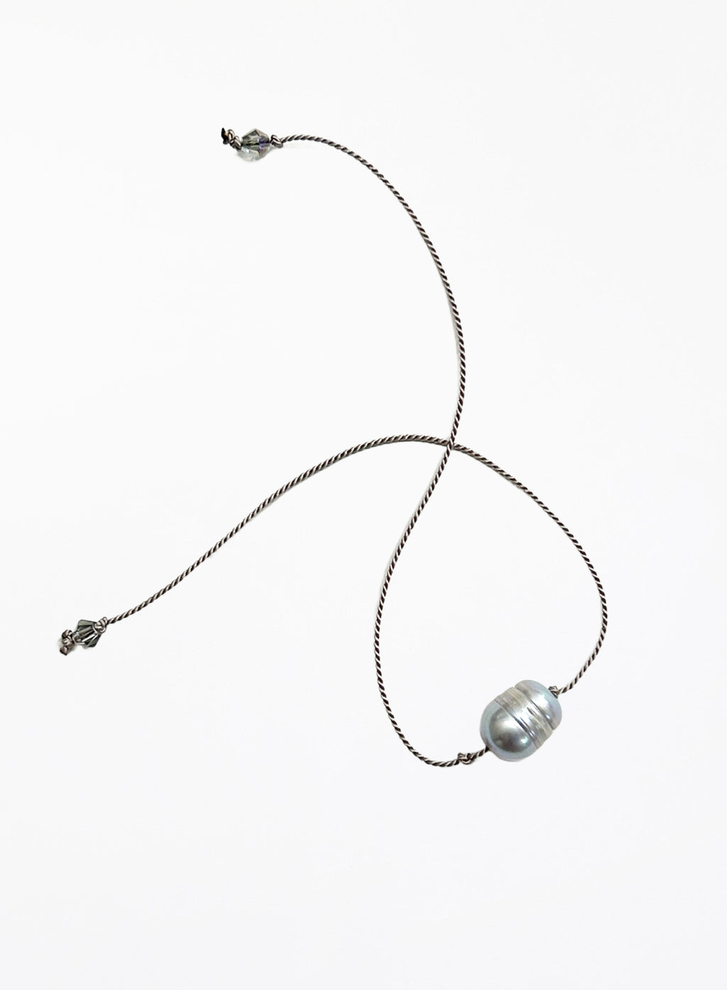 Grey Pearl Grey Silk Cord Bracelet
