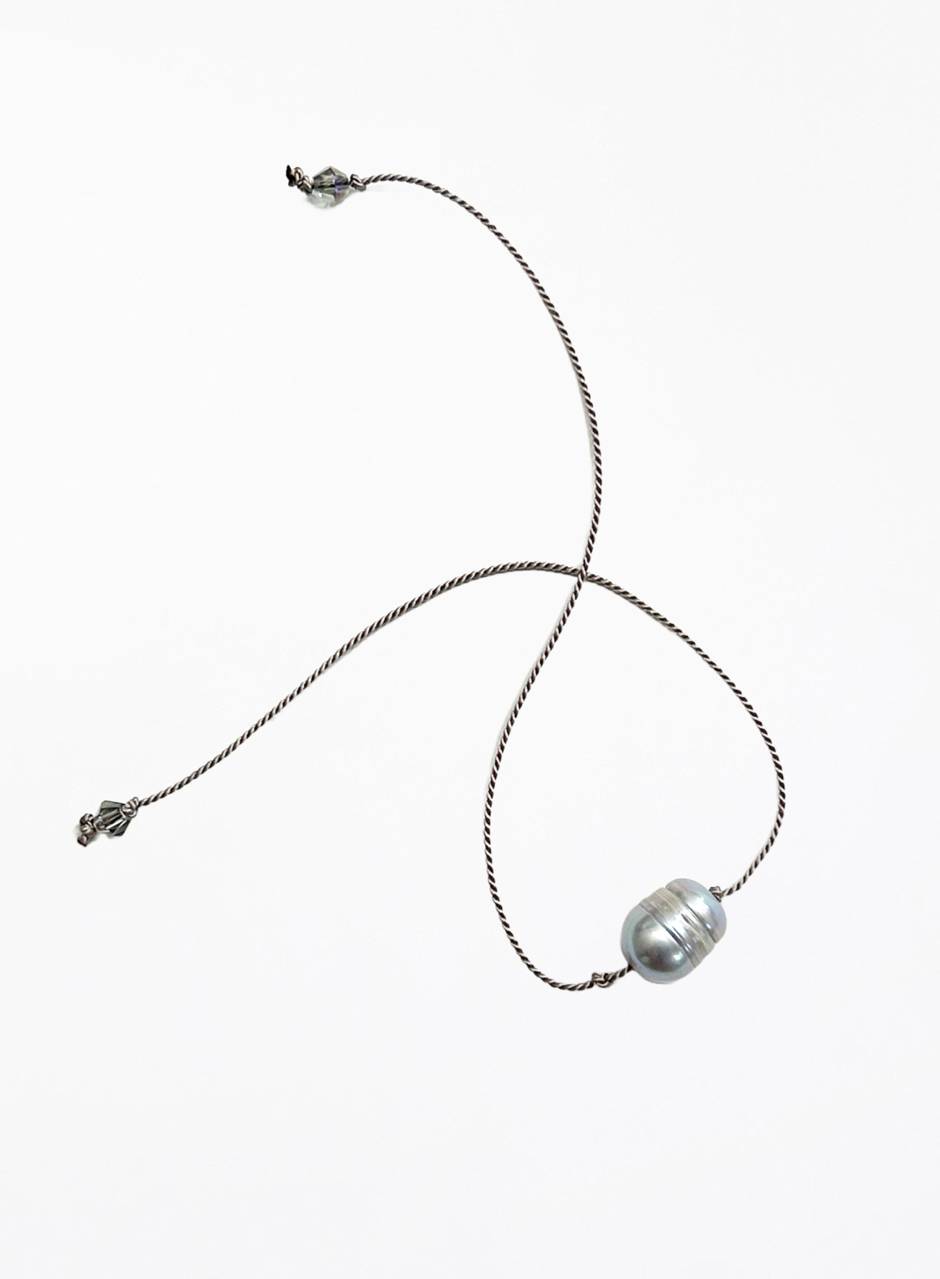 Grey Pearl Grey Silk Cord Bracelet